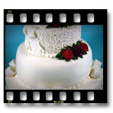 The Cake Gallery - Wht-Bow-w-Fall-Flowers
